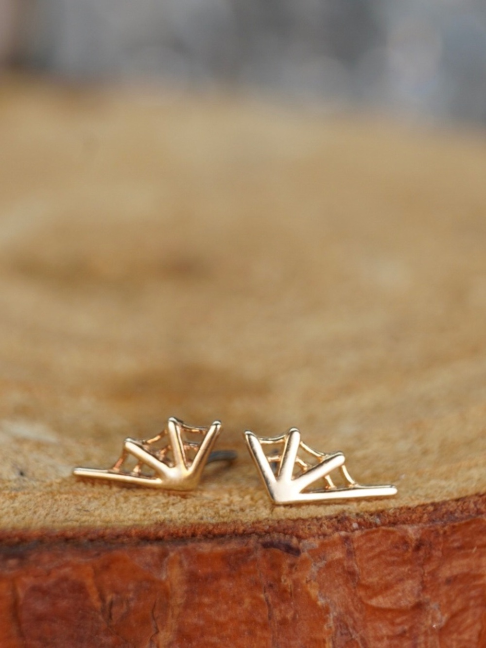 14k Solid Gold Spider web Threadless End Stud - PAIR